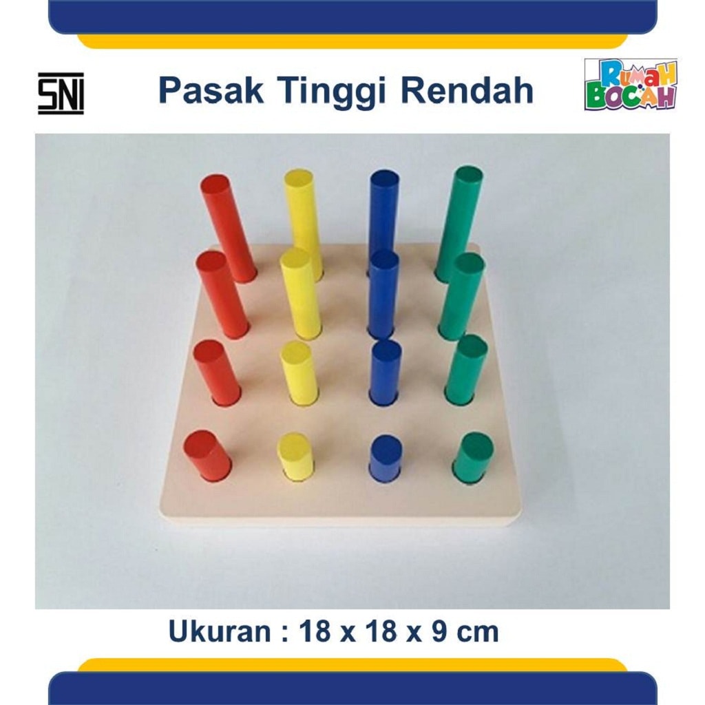 jual Mainan Balok Kayu Murah Pasak Tinggi Rendah-