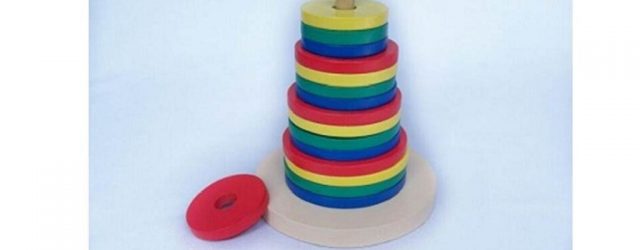mainan anak dari kayu menara pelangi