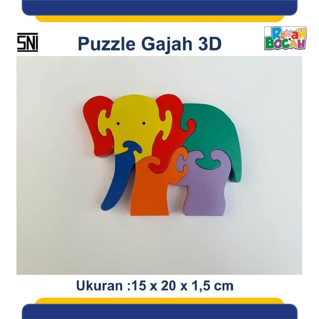 JProdusen Alat Peraga Paud Puzzle 3d Hewan Gajah