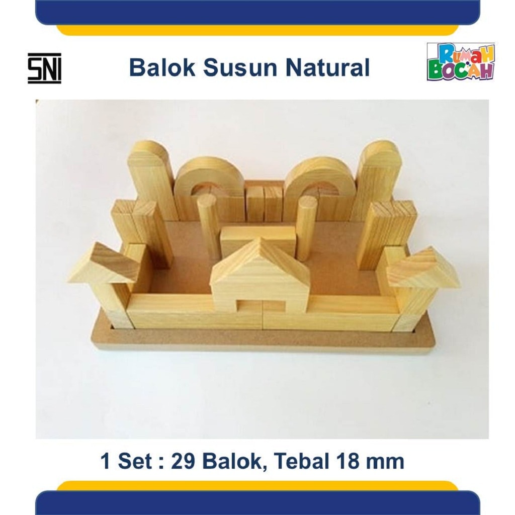Jual Mainan Edukatif Dari Kayu Balok Susun Natural