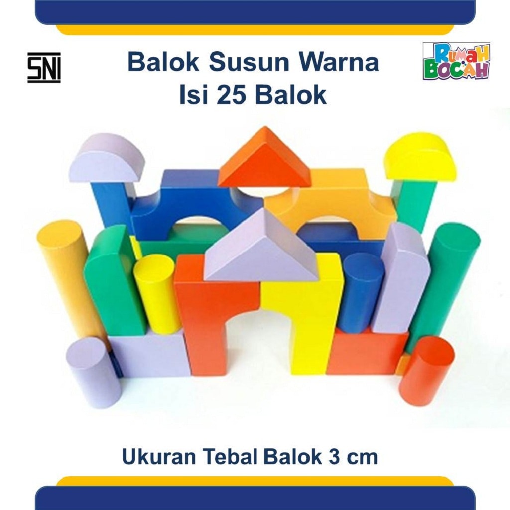 Jual Mainan Balok Kayu Susun Warna