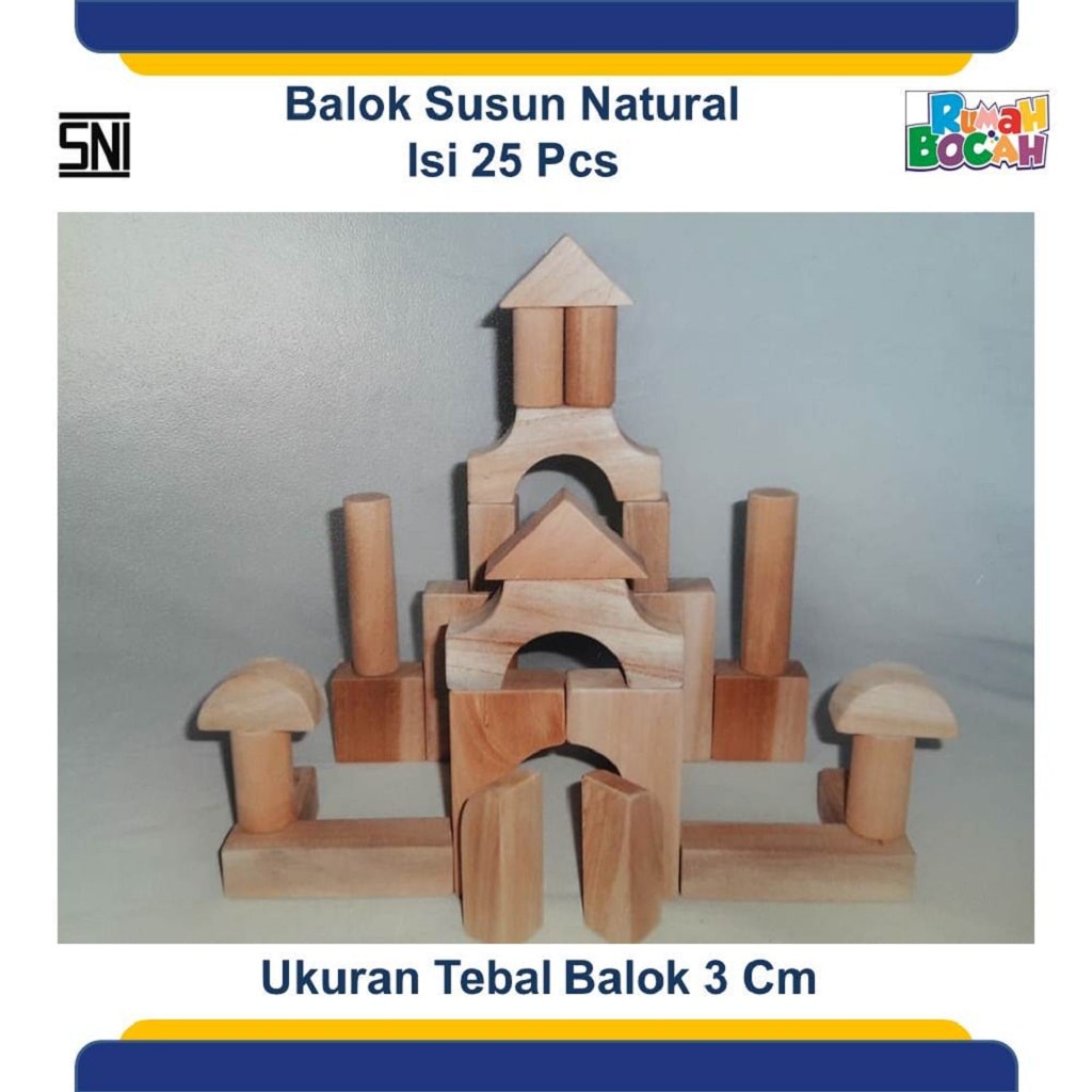 Jual Mainan Balok Kayu Susun Natural