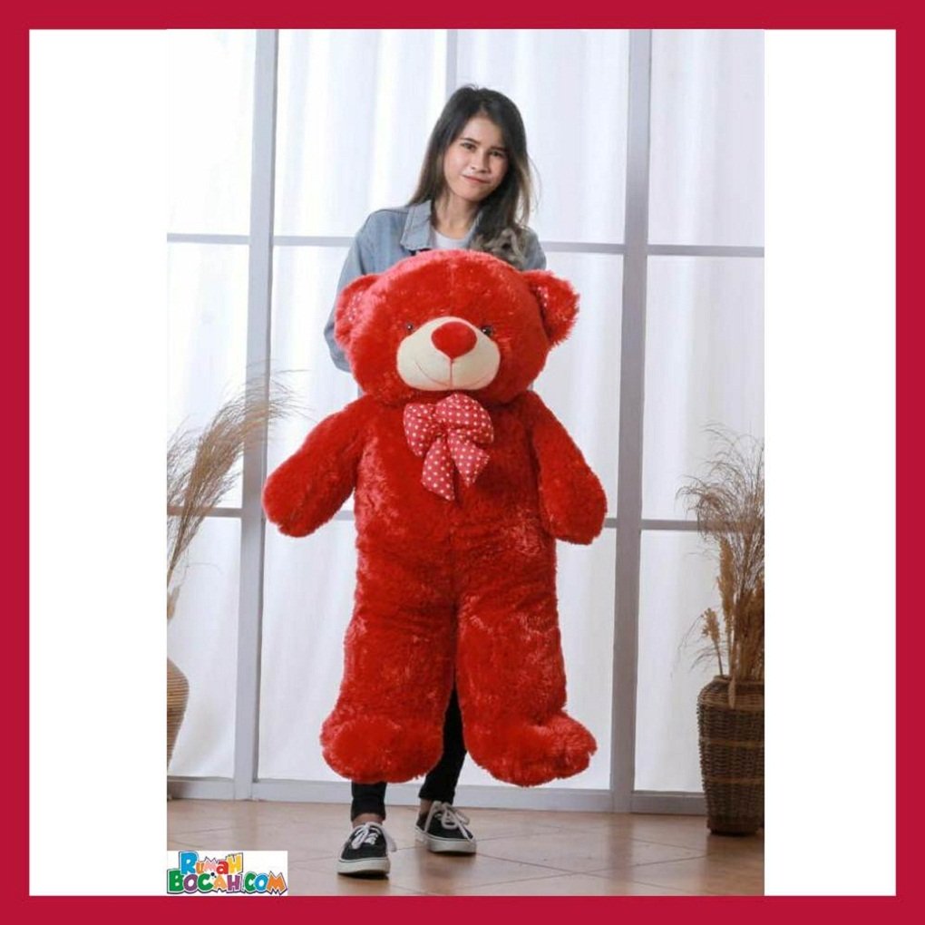 Mainan Kado Anak Perempuan Boneka BesarJumbo 1 Meter Beruang Teddy Bear Chosy Maroon Bisa Dicuci SNI