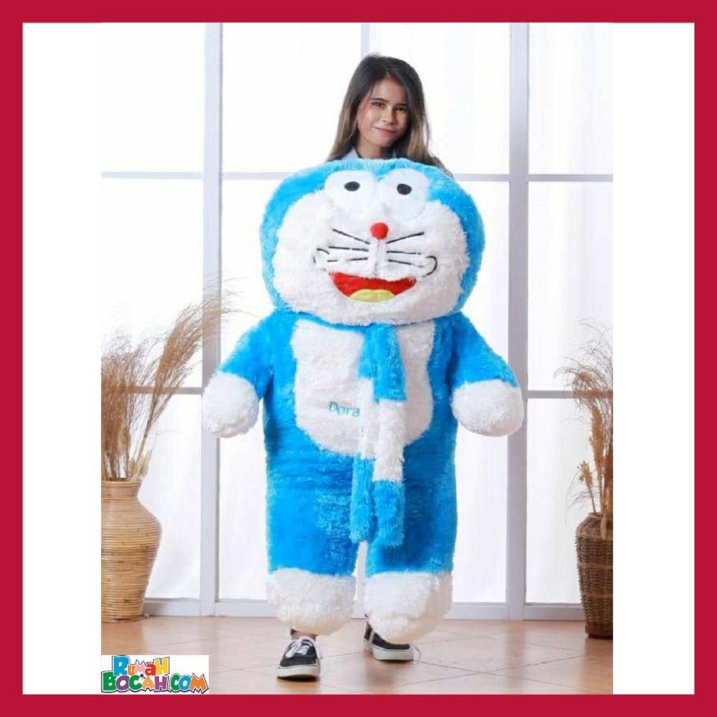 Mainan Kado Anak Remaja Perempuan Boneka Besar Jumbo 1 Meter Kucing Doraemon Syal Bisa Dicuci SNI