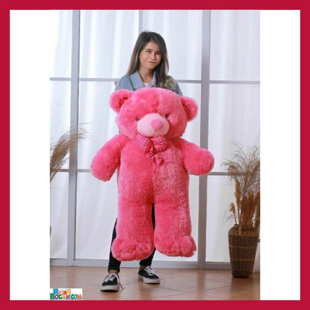 Mainan Kado Anak Remaja Perempuan Boneka BesarJumbo 1 Meter Beruang Teddy Bear Chosy Merah Bisa Dicuci SNI