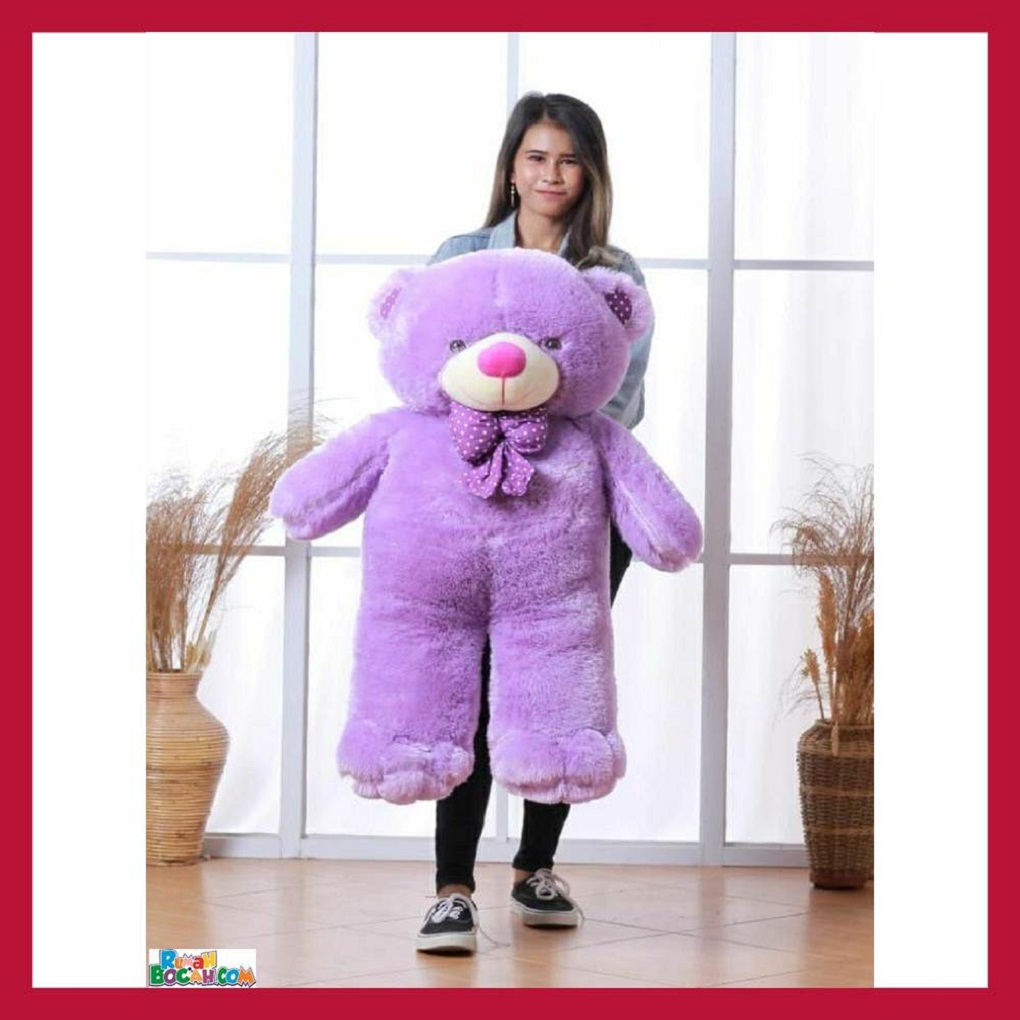 Mainan Kado Anak Remaja Perempuan Boneka BesarJumbo 1 Meter Beruang Teddy Bear Chosy Ungu DiCuci SNI