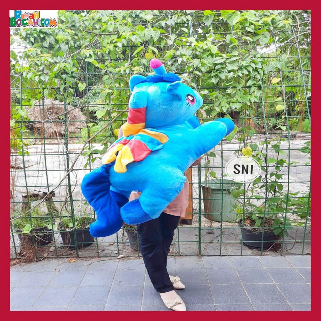 Mainan Kado Anak Remaja Perempuan Boneka Besar Jumbo Pony Yelvo SPJ Biru Bisa Dicuci-min