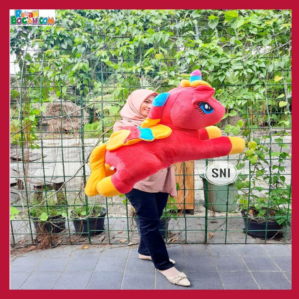 Mainan Kado Anak Remaja Perempuan Boneka Besar Jumbo Pony Yelvo SPJ Merah Bisa Dicuci SNI-min