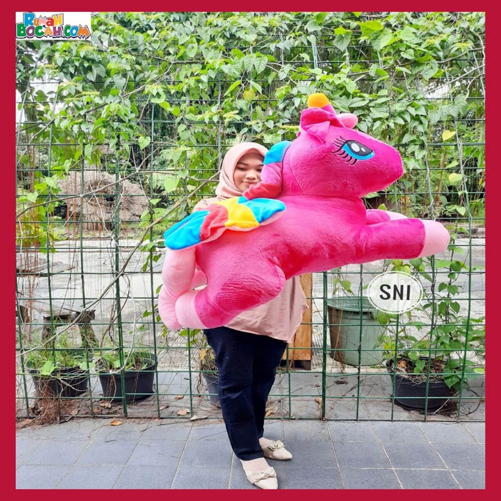 Mainan Kado Anak Remaja Perempuan Boneka Besar Jumbo Pony Yelvo SPJ Pink Bisa Dicuci-min