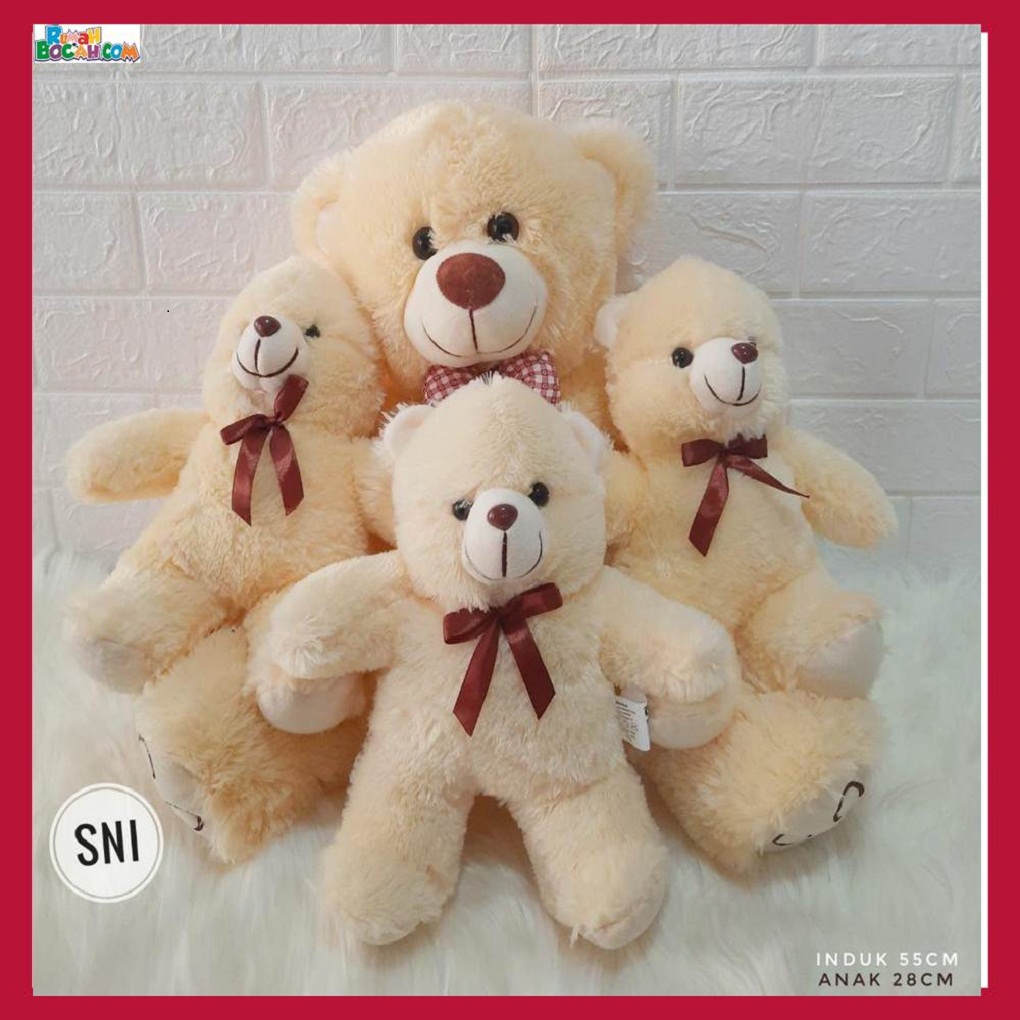 Mainan Kado Ulang Tahun Anak Remaja Sahabat Pacar Perempuan Cewek Boneka Teddy Bear Beranak Tiga-min