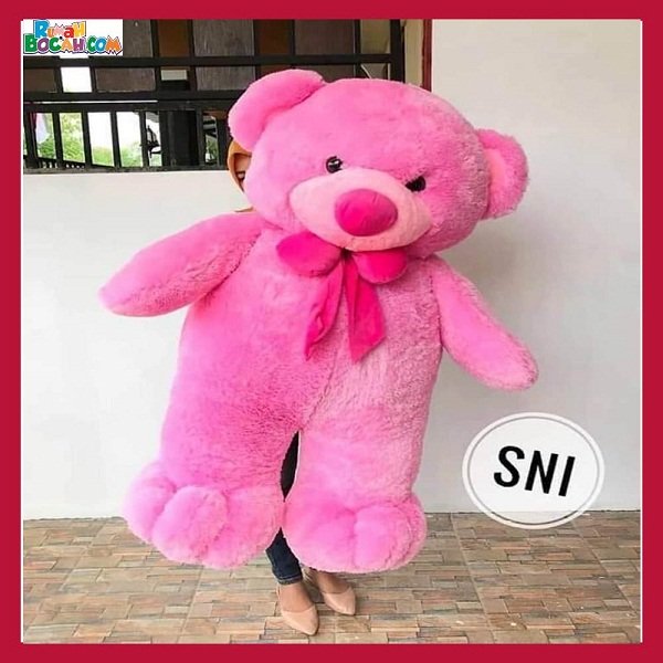 Mainan Kado Ulang Tahun Anak Remaja Sahabat Pacar Perempuan Cewek Boneka Besar Jumbo 1 m Big Teddy Pink-min (1)