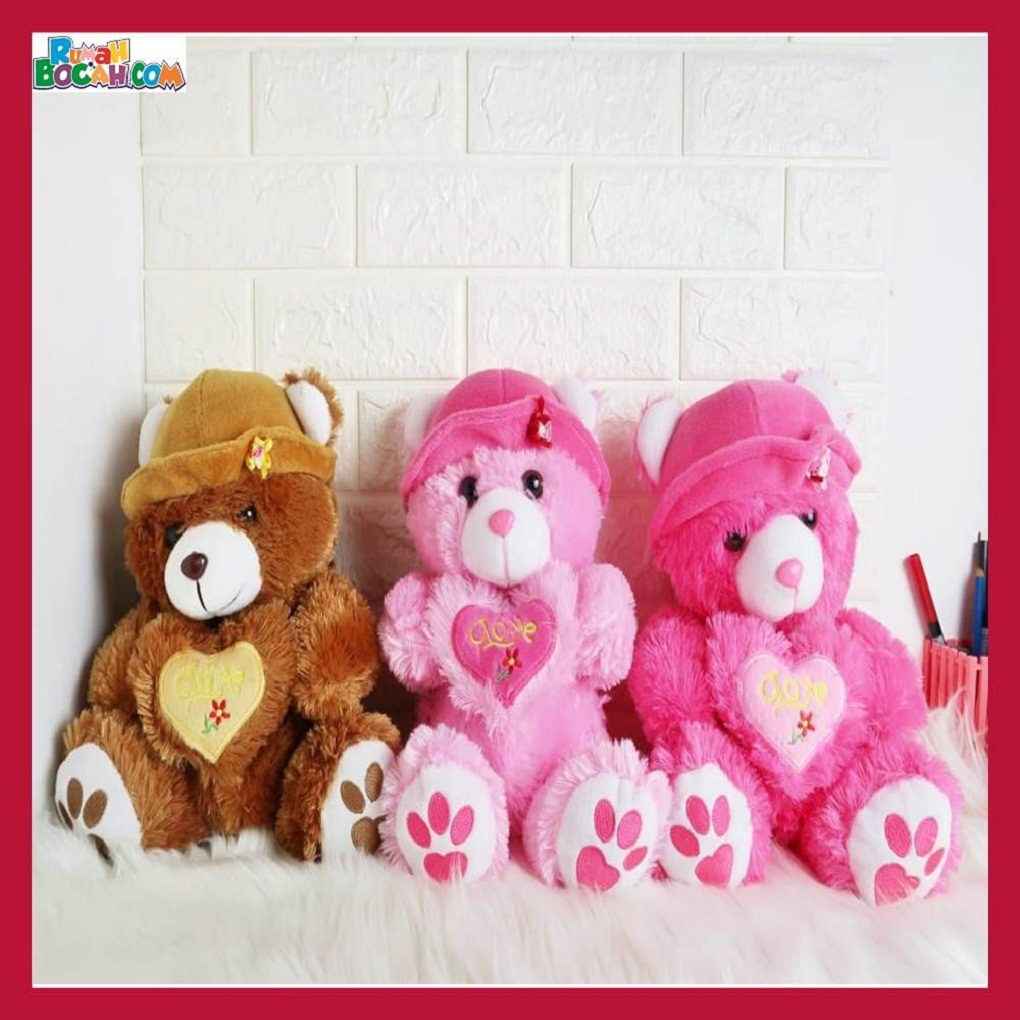 Mainan Kado Ulang Tahun Anak Sahabat Pacar Remaja Perempuan Cewek Boneka Hewan Beruang Bear Topi-min