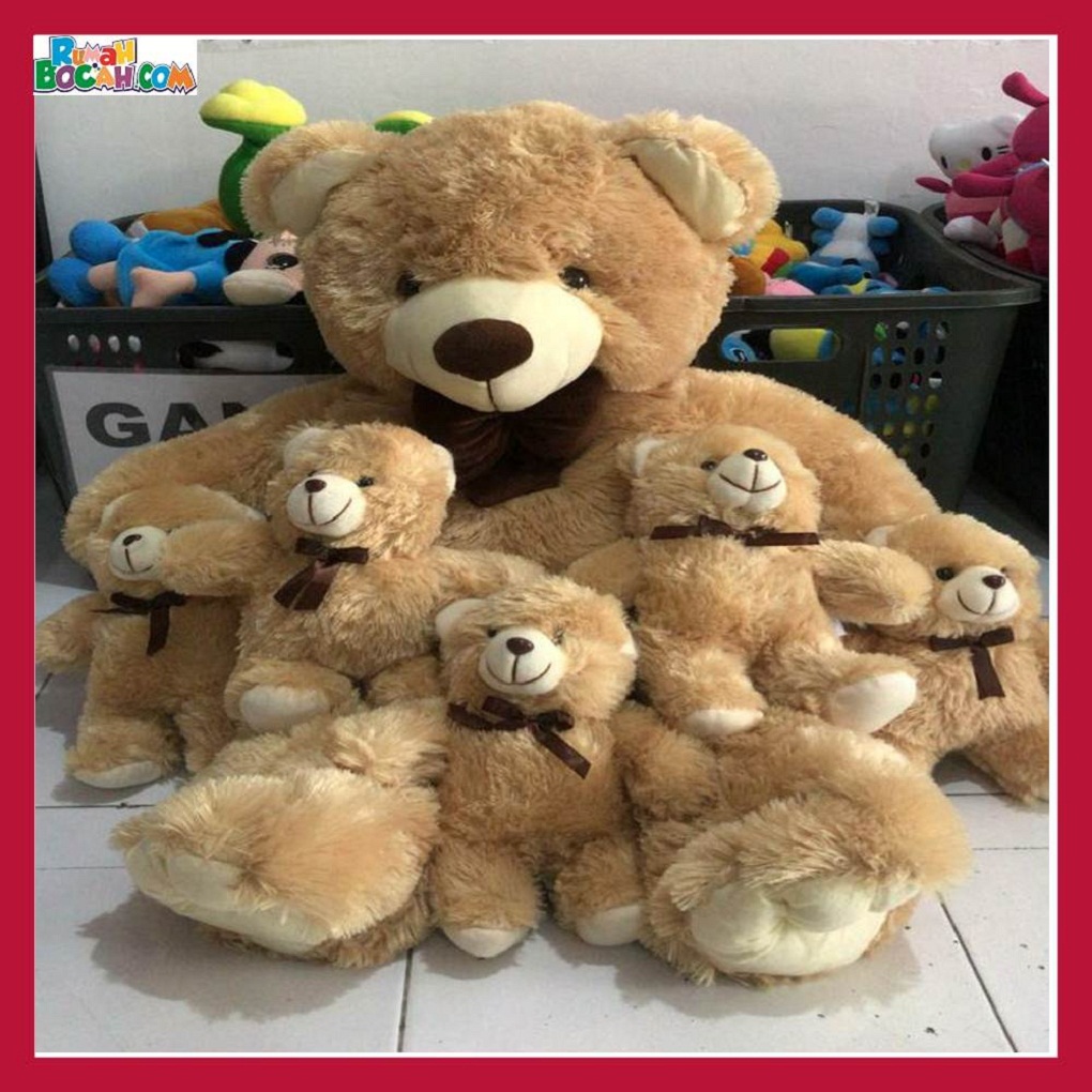 Mainan Kado Ulang Tahun Anak Sahabat Pacar Remaja Perempuan Cewek Boneka Jumbo Besar Beranak Teddy Bear Beruang Cream 1-min