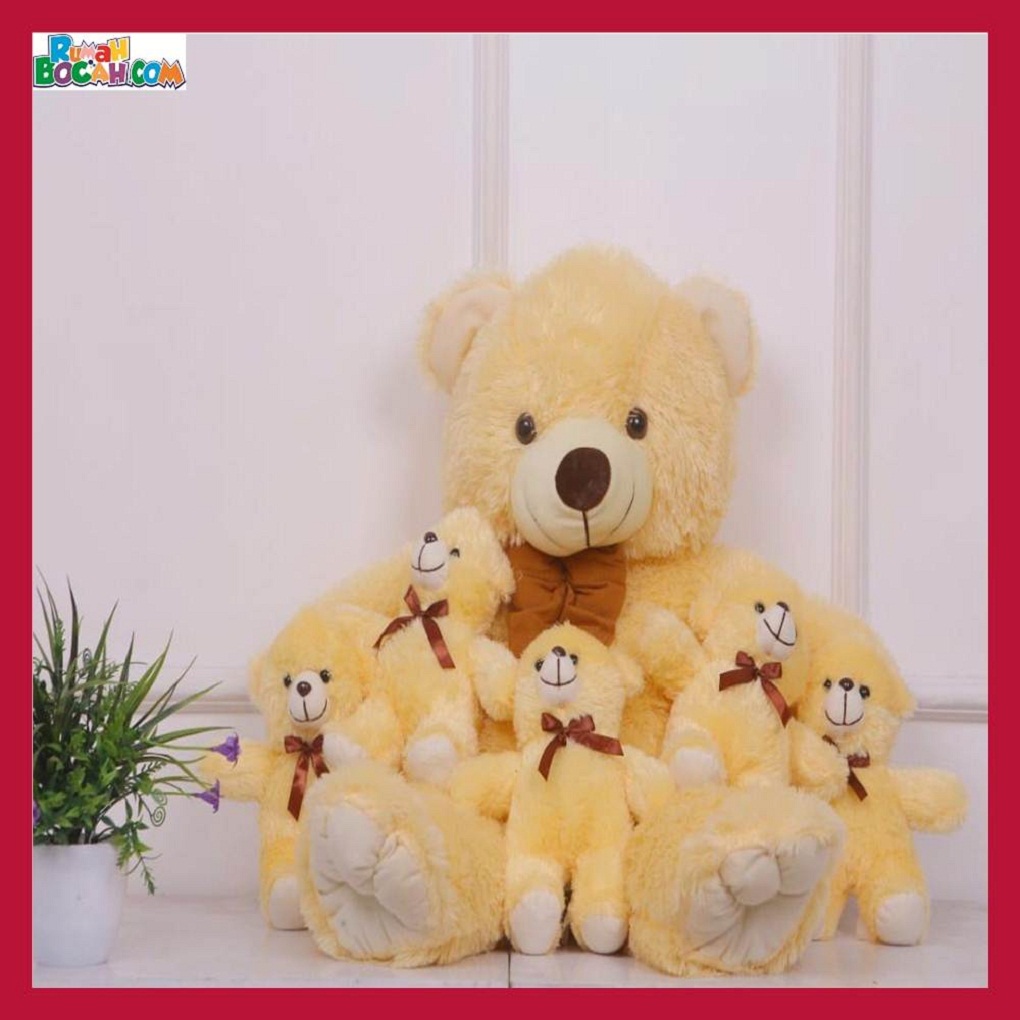 Mainan Kado Anak Remaja Sahabat Pacar Perempuan Cewek Boneka Jumbo Besar Hewan Beruang Teddy Bear Beranak Cream-min