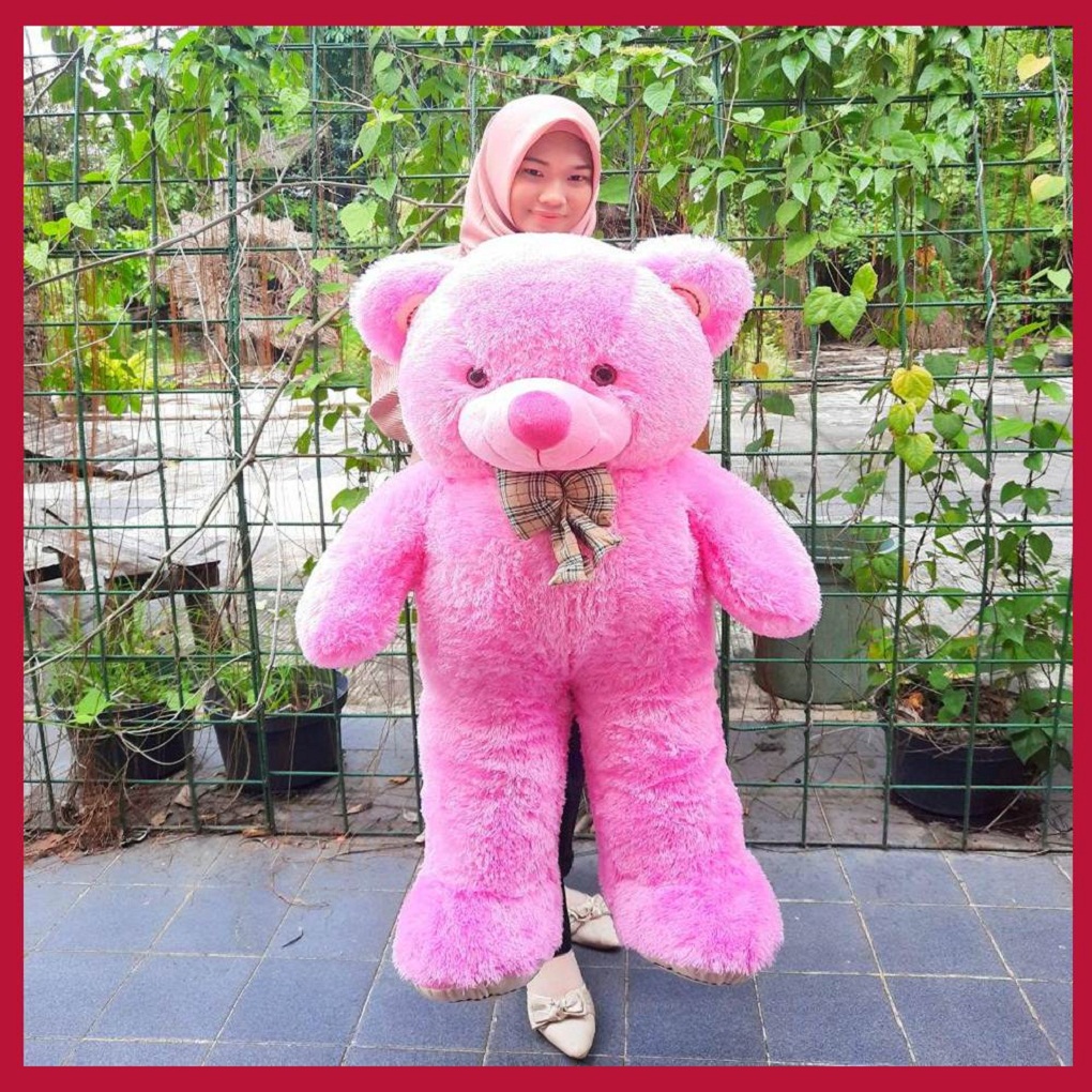 Mainan Kado Ulang Tahun Anak Sahabat Pacar Remaja Perempuan Cewek Boneka Jumbo Besar Teddy Bear Beruang Choosy Pita Caramel-min