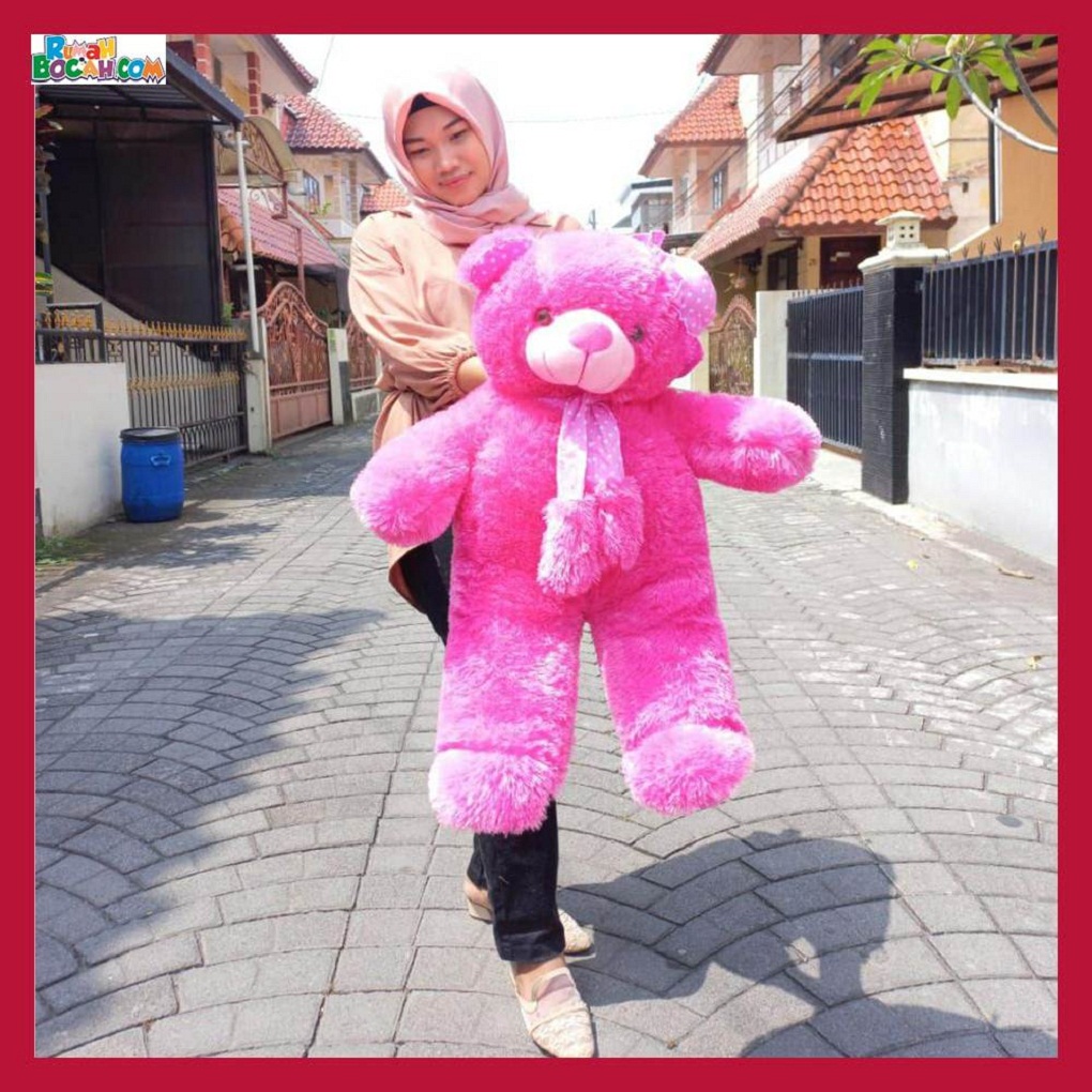 Mainan Kado Ulang Tahun Anak Sahabat Pacar Remaja Perempuan Cewek Boneka Jumbo Besar Teddy Bear Beruang Fanta Syal Topi xl-min