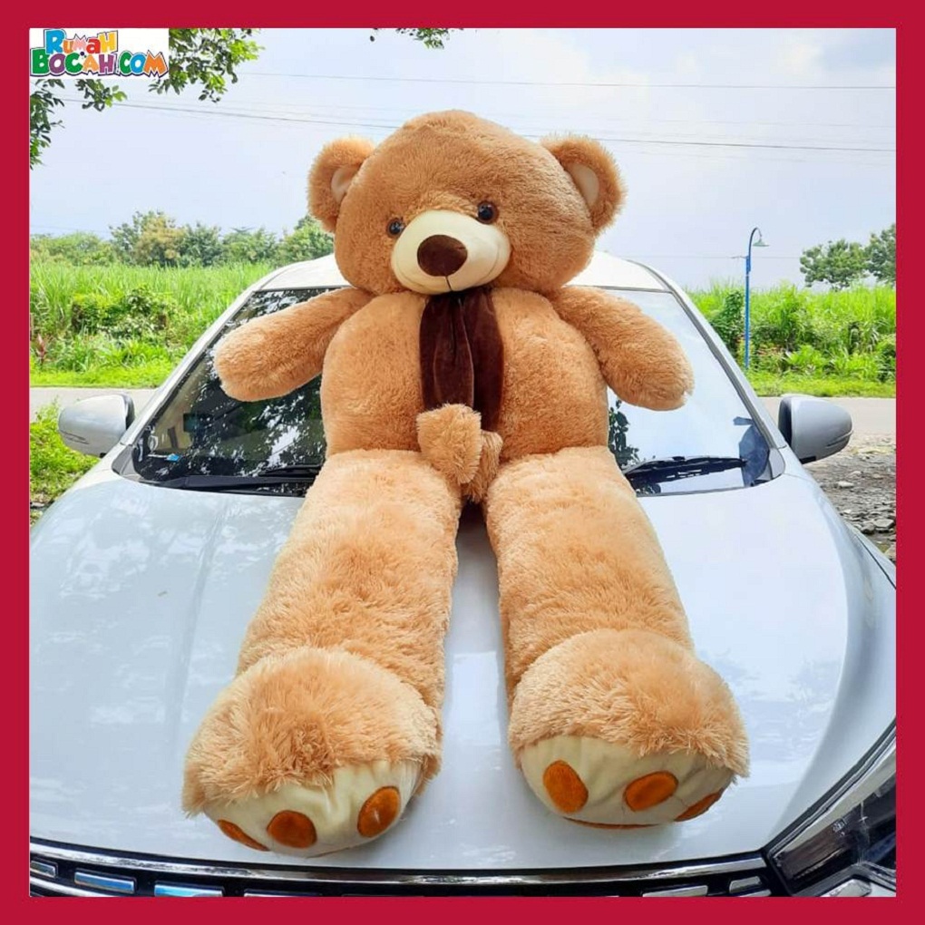 Mainan Kado Ulang Tahun Anak Sahabat Pacar Remaja Perempuan Cewek Boneka Jumbo Besar Teddy Bear Beruang Syal Telapak Caramel SPJ-min (1)