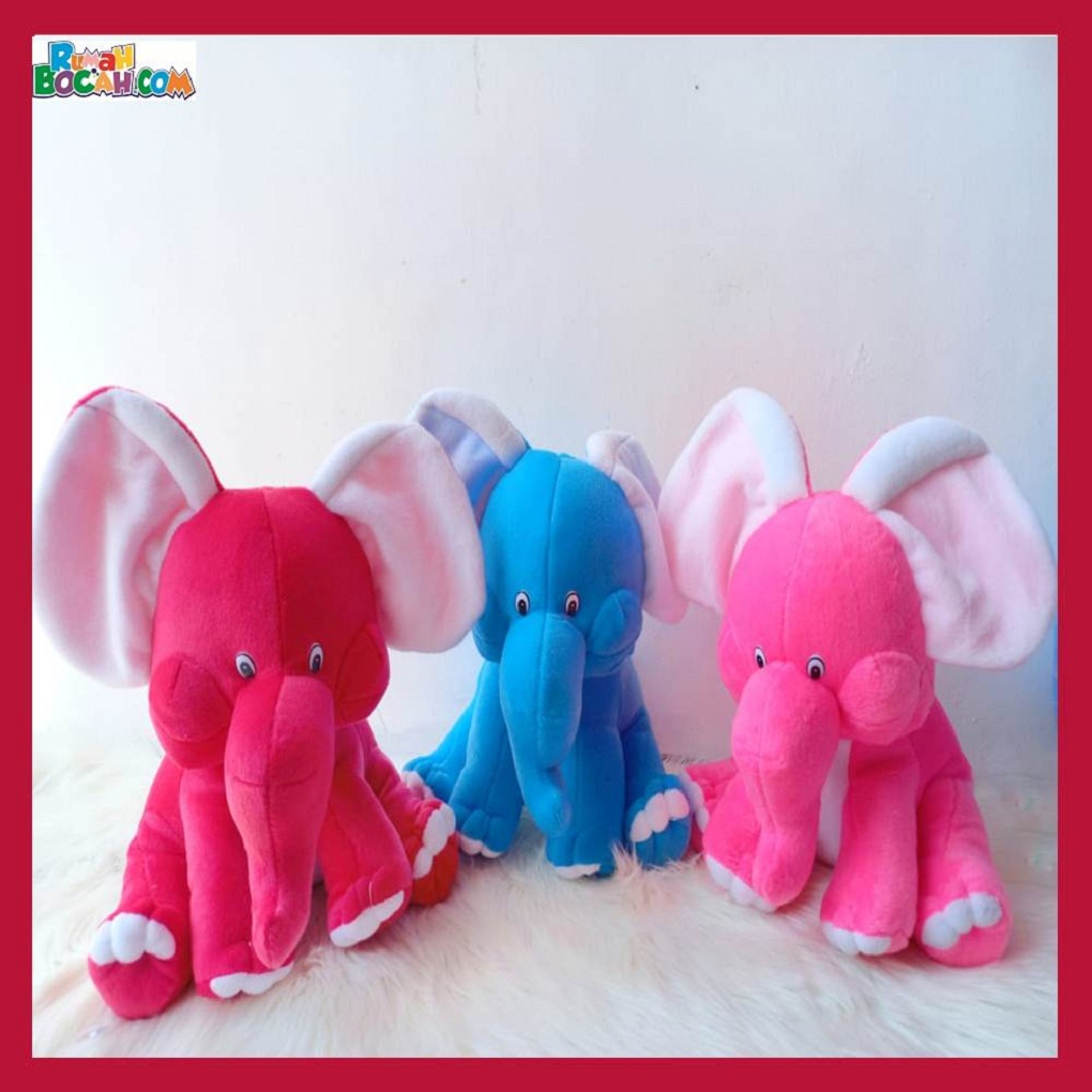 ainan Kado Ulang Tahun Anak Perempuan Laki Laki Boneka Hewan Gajah Boa Merah Pink Biru-min