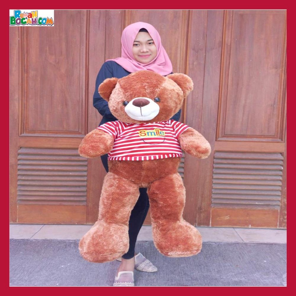 Mainan Kado Ulang Tahun Sahabat Pacar Remaja Anak Perempuan Cewek Boneka Jumbo Besar Teddy Bear Beruang Coklat Monic Tshirt-min