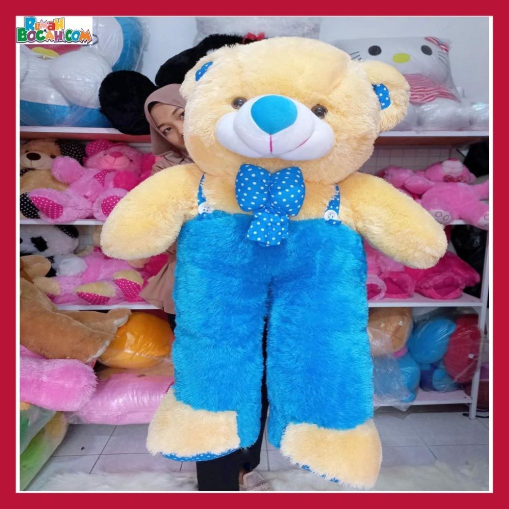 Mainan Kado Ulang Tahun Sahabat Pacar Remaja Anak Perempuan Cewek Boneka Jumbo Besar Teddy Bear Beruang 1 Meter Jojon Biru-min