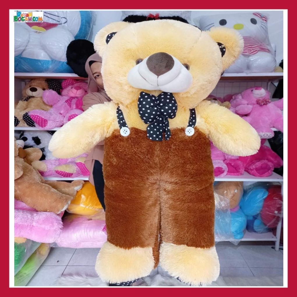 Mainan Kado Ulang Tahun Sahabat Pacar Remaja Anak Perempuan Cewek Boneka Jumbo Besar Teddy Bear Beruang 1 Meter Jojon Coklat Cream-min