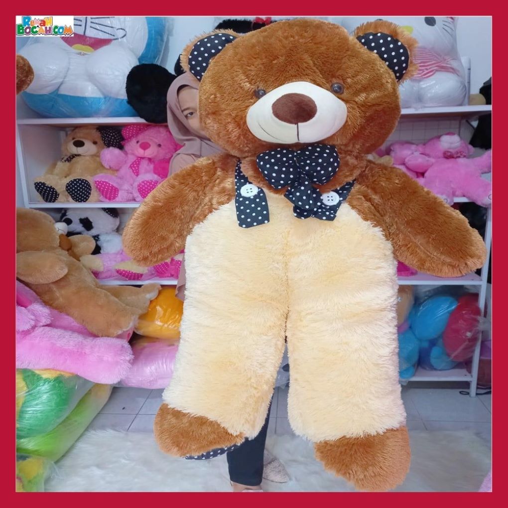 Mainan Kado Ulang Tahun Sahabat Pacar Remaja Anak Perempuan Cewek Boneka Jumbo Besar Teddy Bear Beruang 1 Meter Jojon Cream Coklat-min