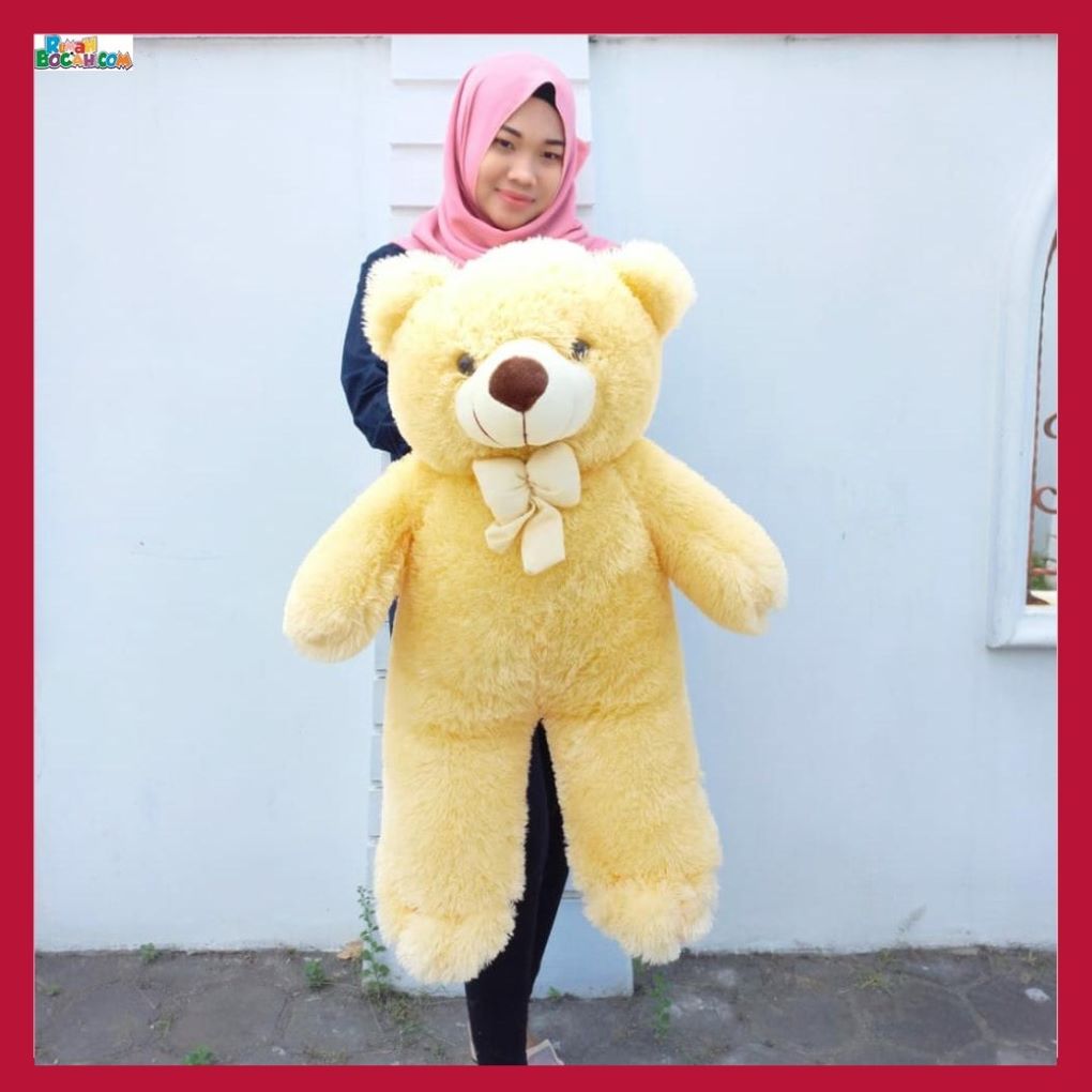 Mainan Kado Ulang Tahun Sahabat Pacar Remaja Anak Perempuan Cewek Putri Boneka Jumbo Besar Teddy Bear Beruang xl 70 cm Cream-min