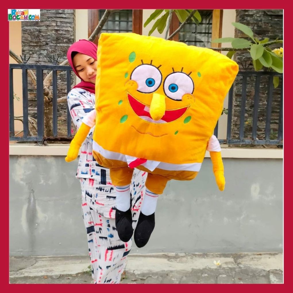 Kado Ulang Tahun Sahabat Pacar Remaja Anak Perempuan Cewek Putri Laki Laki Cowok Putra Boneka Jumbo Besar Karakter Spongebob 90 cm Bungkus Kado-min