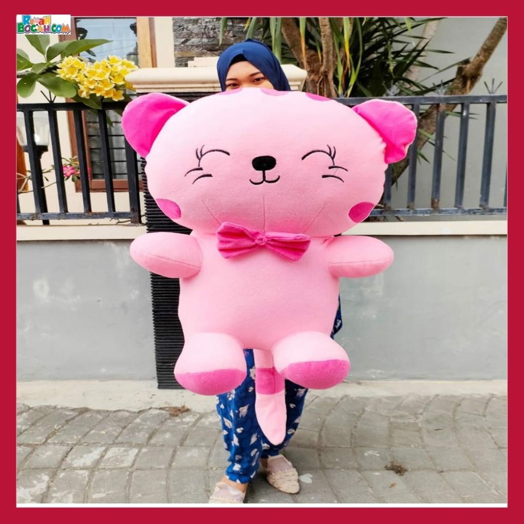 Mainan Kado Ulang Tahun Anniversary Sahabat Pacar Remaja Anak Perempuan Cewek Putri Boneka Jumbo Besar Kawai JB 70 cm Pink-min