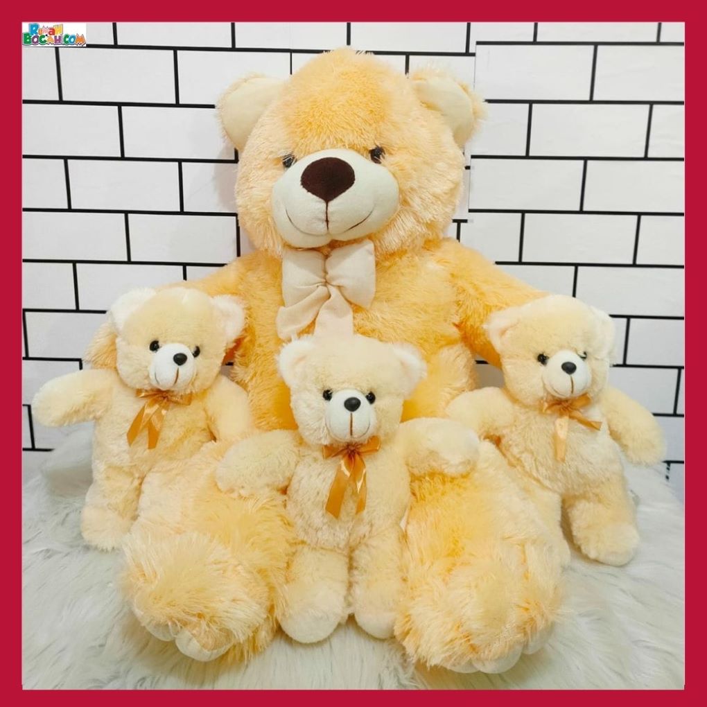 Mainan Kado Ulang Tahun Anniversary Sahabat Pacar Remaja Anak Perempuan Cewek Putri Boneka Jumbo Besar Teddy Bear Beruang Beranak XL Cream-min