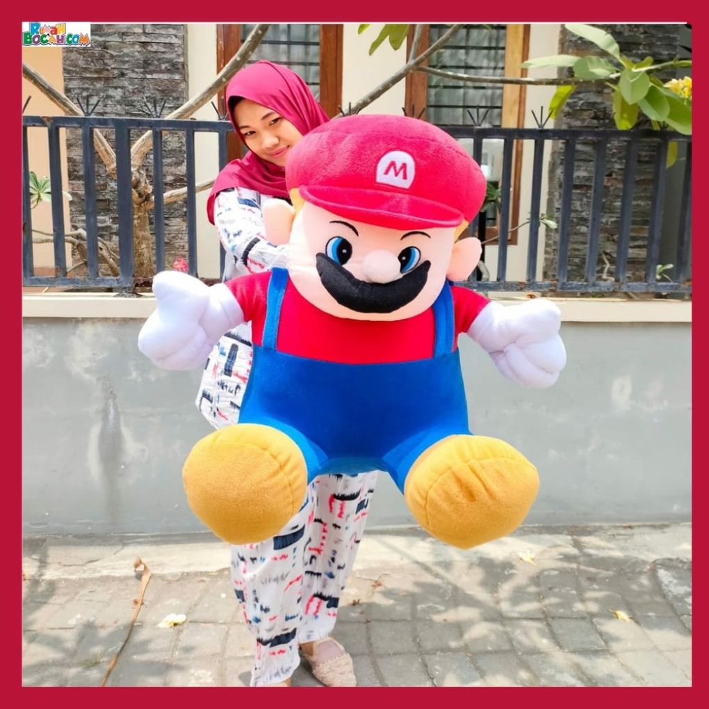 Kado Ulang Tahun Anniversary Istri Sahabat Pacar Remaja Anak Perempuan Cewek Putri Boneka Jumbo Besar Karakter Mario Bros Bungkus Kado-min