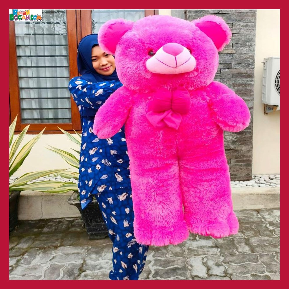 Kado Ulang Tahun Anniversary Pernikahan Anak Remaja Sahabat Pacar Perempuan Cewek Putri Boneka Besar Jumbo Bear Beruang Sujum 1 Meter Fanta Bungkus Kado