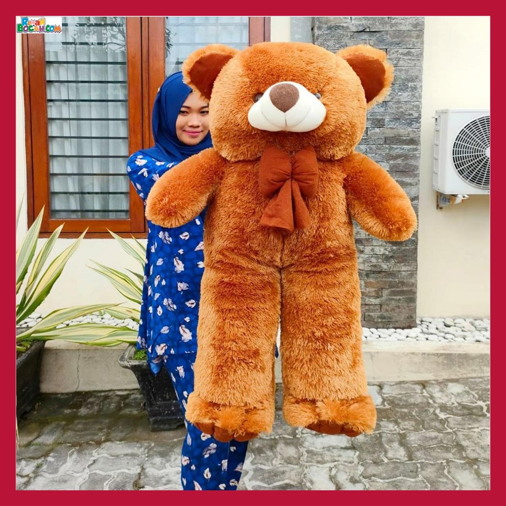 Kado Ulang Tahun Anniversary Pernikahan Anak Remaja Sahabat Pacar Perempuan Cewek Putri Boneka Besar Jumbo Bear Beruang Sujum 1 Meter Coklat Bungkus Kado