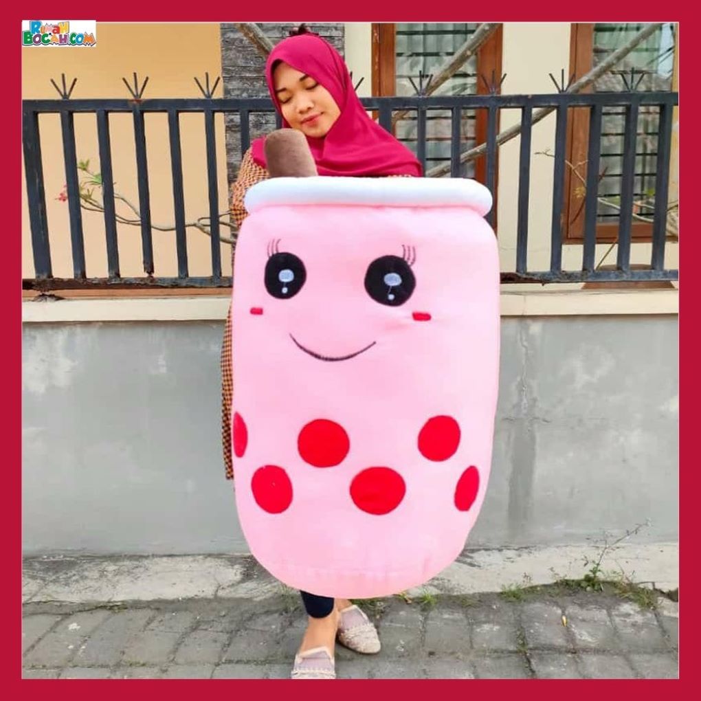 Kado Ulang Tahun Anniversary Pernikahan Anak Remaja Sahabat Pacar Perempuan Cewek Putri Boneka Besar Jumbo King Boba 75 cm Pink Bungkus Kado-min (3)