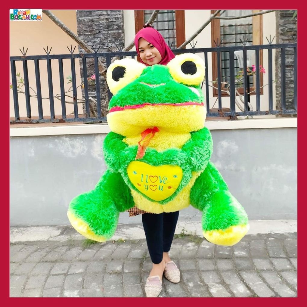 Mainan Kado Ulang Tahun Anniversary Istri Anak Remaja Sahabat Pacar Perempuan Cewek Putri Boneka Besar Jumbo Karakter Hewan Keropi 90 cm Bungkus Kado 1-min