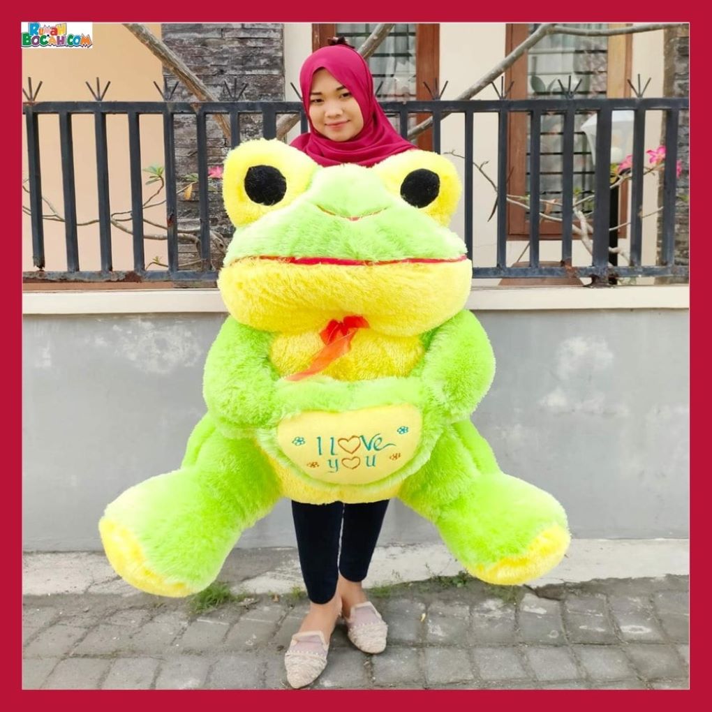 Mainan Kado Ulang Tahun Anniversary Istri Anak Remaja Sahabat Pacar Perempuan Cewek Putri Boneka Besar Jumbo Karakter Hewan Keropi 90 cm Bungkus Kado 3-min