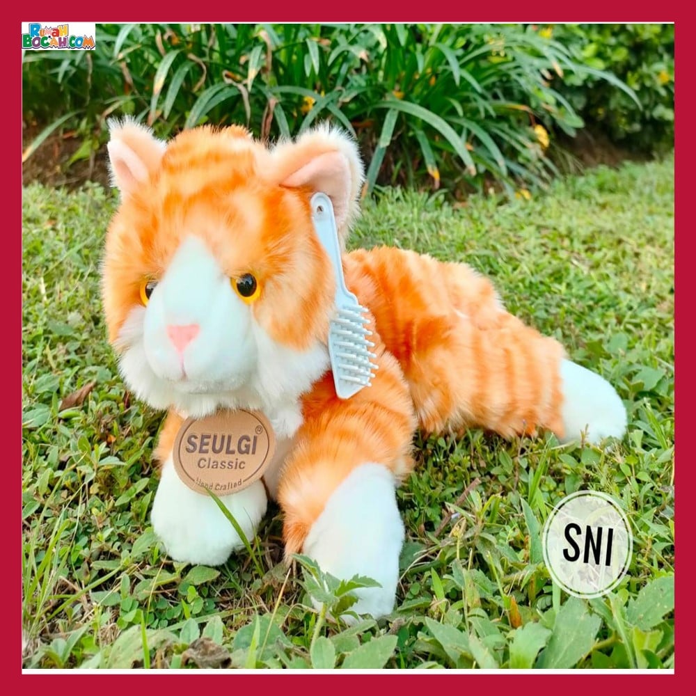 Kado Ulang Tahun Anniversary Pernikahan Anak Sahabat Pacar Remaja Perempuan Cewek Putri Boneka Hewan Binatang Kucing Lying Cat Comb SNI 38 cm Bungkus Kado-min