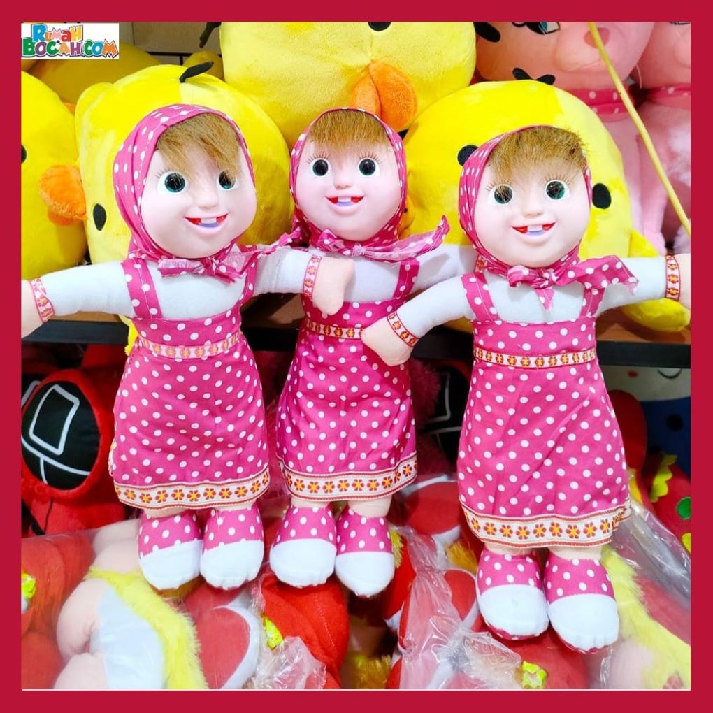 Kado Ulang Tahun Anniversary Pernikahan Anak Sahabat Pacar Remaja Perempuan Cewek Putri Boneka Karakter Kartun Masha and The Bear Asli Original Premium Asli Silicone Pink 40 cm COD Bungkus Kado-min