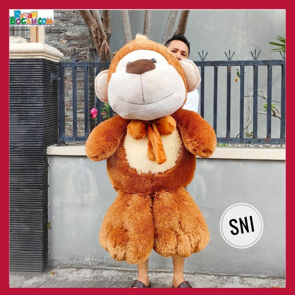 Kado Ulang Tahun Anniversary Pernikahan Anak Sahabat Pacar Remaja Perempuan Laki Laki Cowok Cewek Putra Putri Boneka Hewan Monyet 1 Meter Lembut Premium SNI COD Bungkus Kado-min