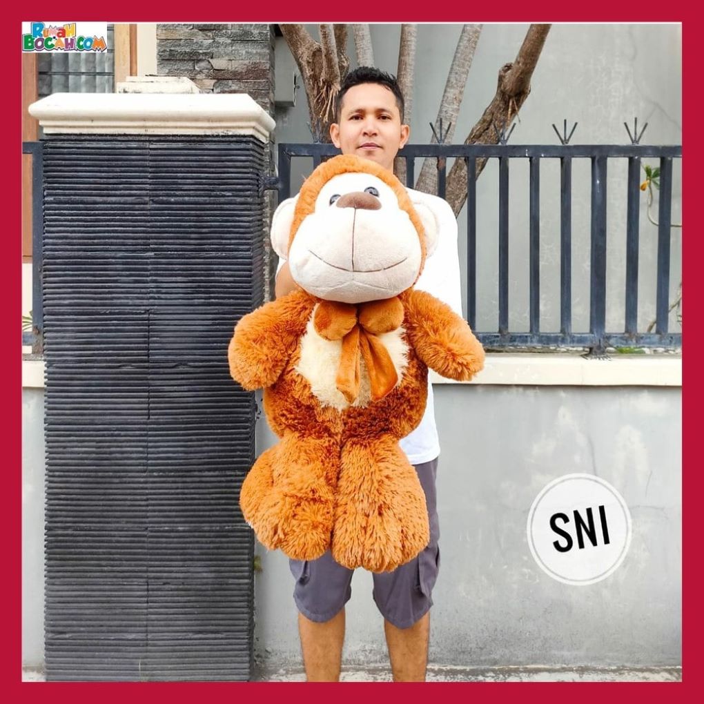 Kado Ulang Tahun Anniversary Pernikahan Anak Sahabat Pacar Remaja Perempuan Laki Laki Cowok Cewek Putra Putri Boneka Hewan Monyet 60 cm Lembut Premium SNI COD Bungkus Kado-min