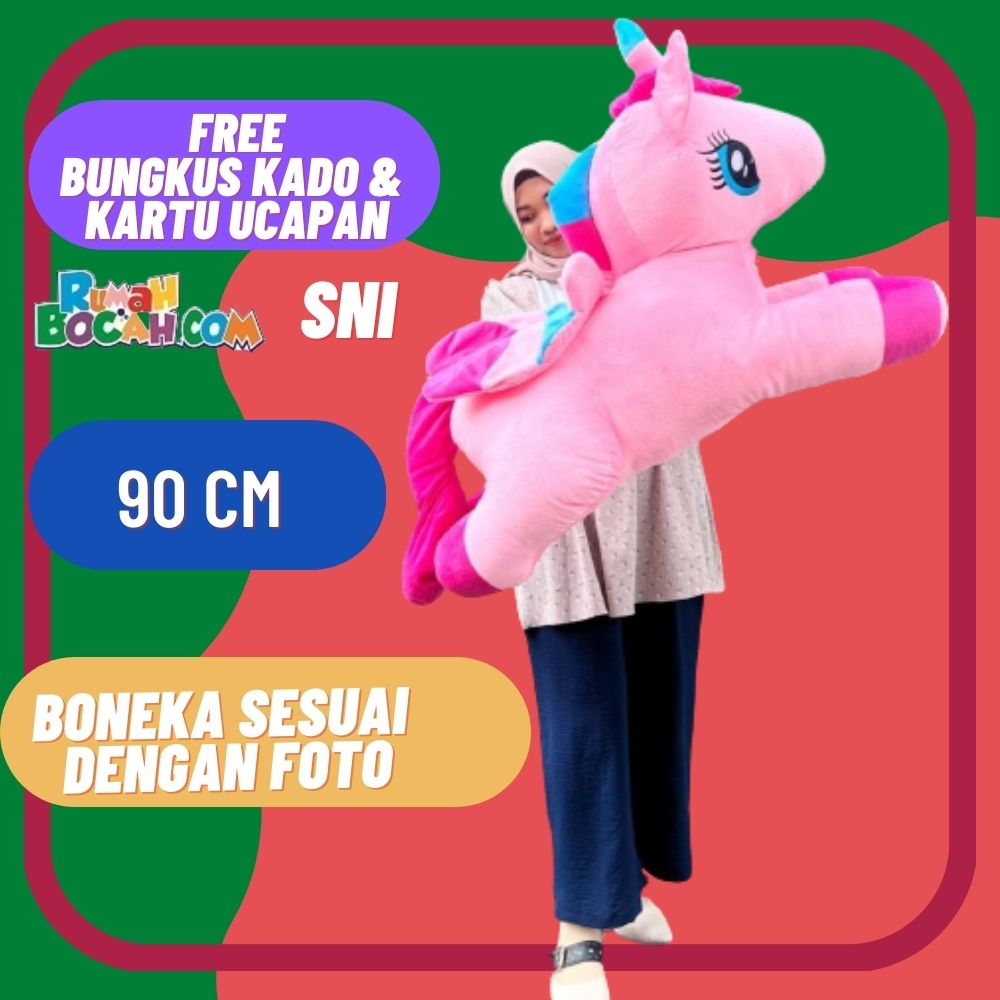 Boneka Kuda Little Pony Unicorn JUmbo 90 cm Pink SNI Untuk kado Ulang Tahun Anniversary
