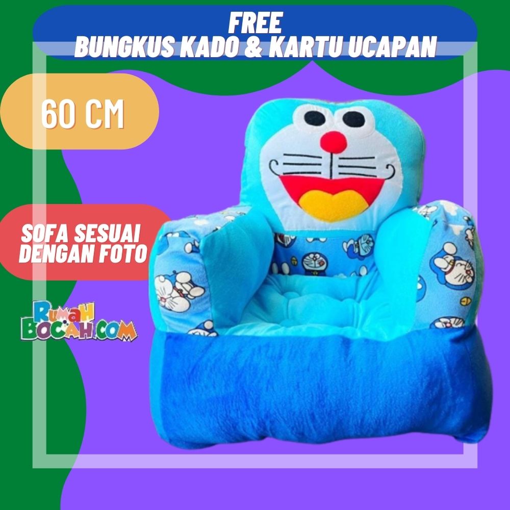 Boneka Jumbo Kursi Sofa Anak Karakter Doraemon 60 cm untuk Kado Ulang Tahun Anak Cewek Cowok Putra Putri Laki Laki Perempuan Bungkus Kado COD Premium